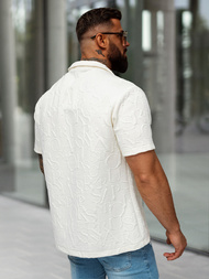 Férfi ing rövid ujjal ecru OZONEE O/B2256