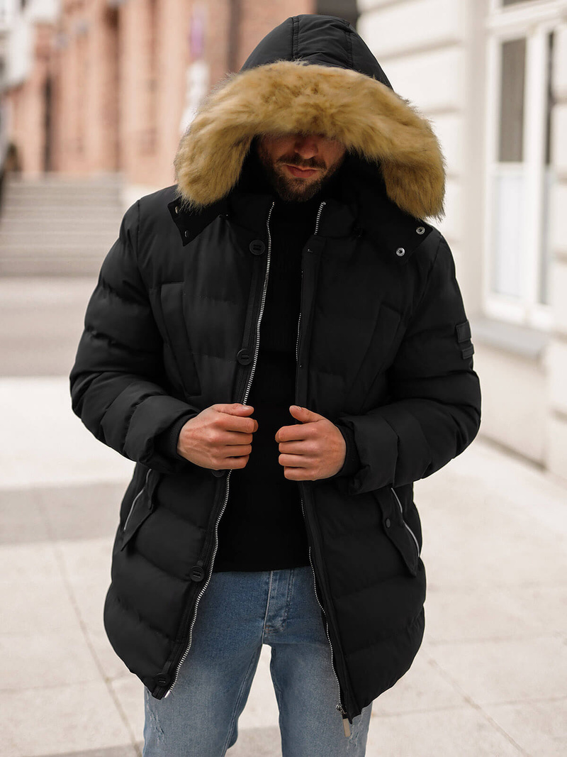 Férfi Steppelt Kabát Fekete OZONEE JS/5M3122/392Z