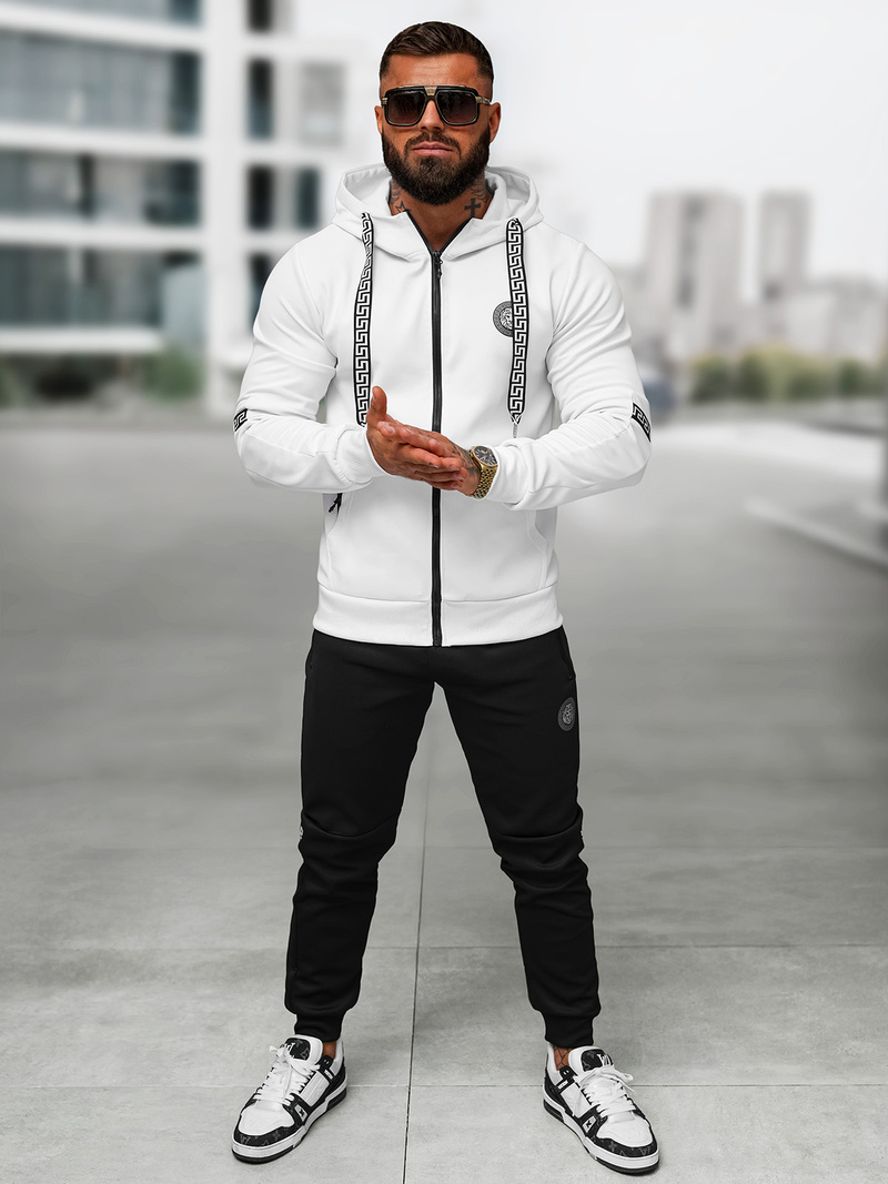 Férfi melegítő együttes fehér-fekete OZONEE O/LN11887