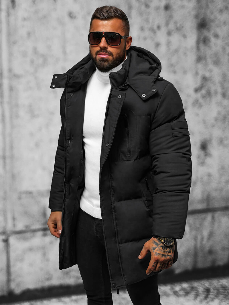 Férfi Steppelt Kabát Fekete OZONEE JS/5M3118/392