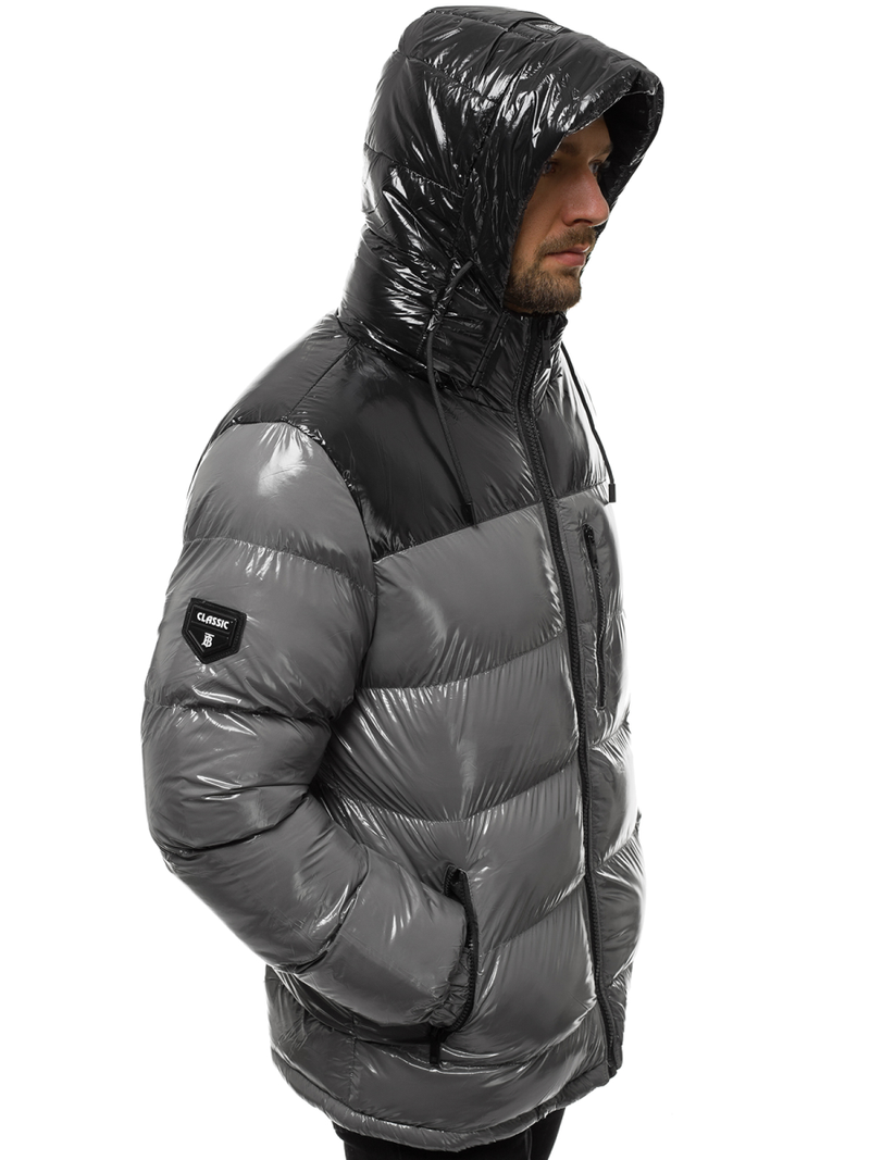 Férfi steppelt téli kabát szürke OZONEE N/6462