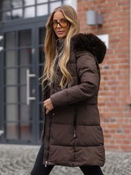 Női téli kabát csokoládé OZONEE JS/16M9059/158