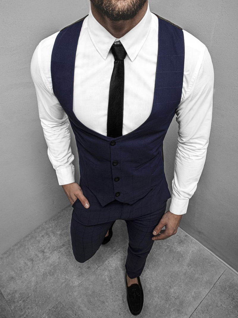 Férfi szett - mellény és chino nadrág Gránát OZONEE DJ/5556