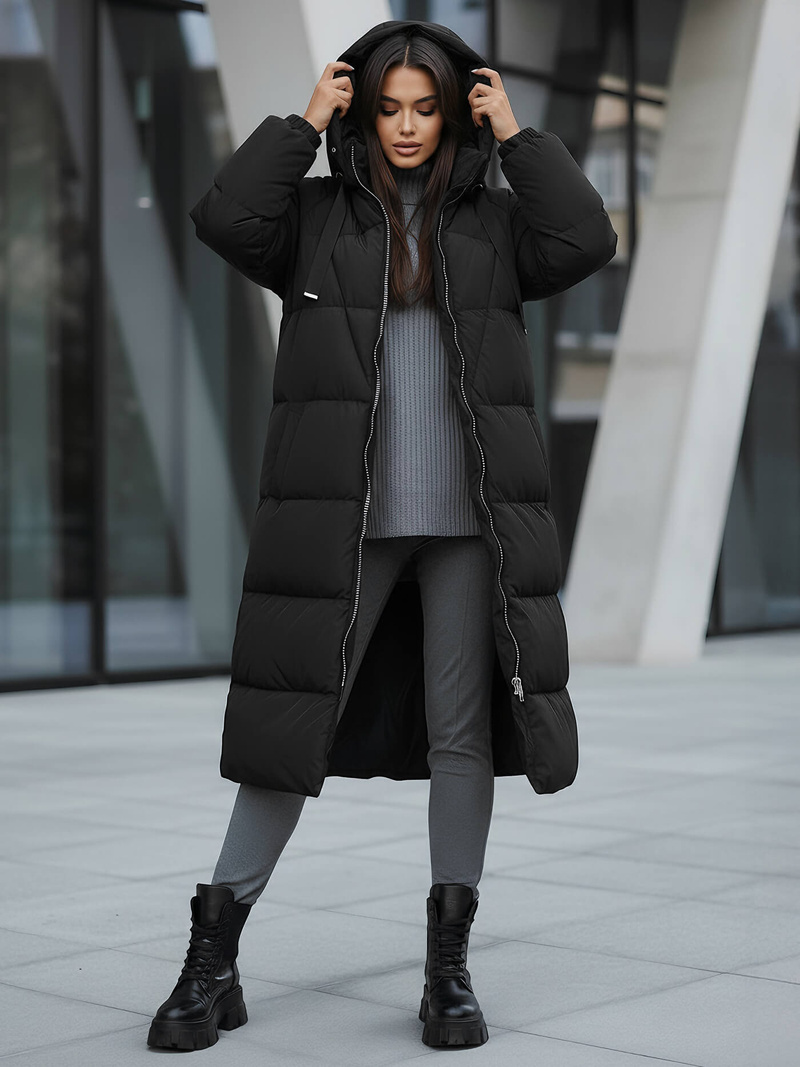 Női téli kabát fekete OZONEE JS/5M3163/392Z