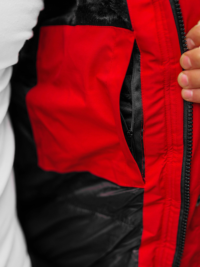 Férfi Steppelt Kabát Piros OZONEE O/M798