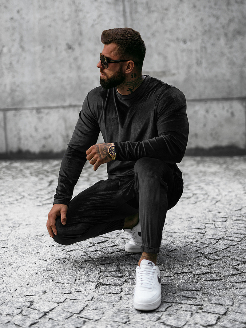 Férfi Melegítő Együttes Fekete OZONEE O/D7516