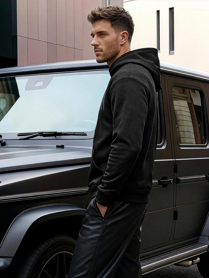 Férfi kapucnis felső fekete OZONEE JS/8B1990/3