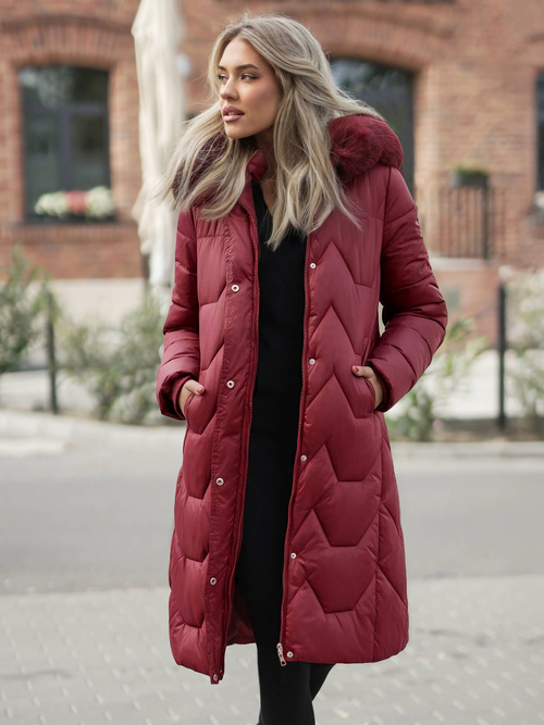 Női téli kabát bordó OZONEE JS/5M3229/1Z