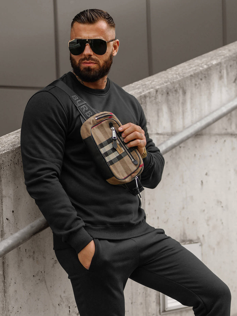 Férfi melegítő együttes Fekete OZONEE JS/68C10380/3Z