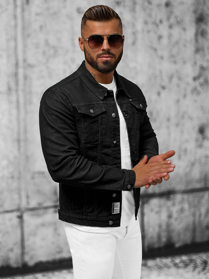 Férfi farmer dzseki fekete OZONEE NB/MJ510NZ