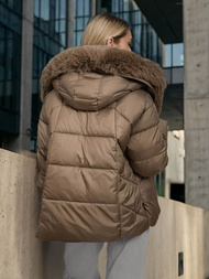 Női téli kabát sötét-bézs OZONEE O/16M9179/84Z