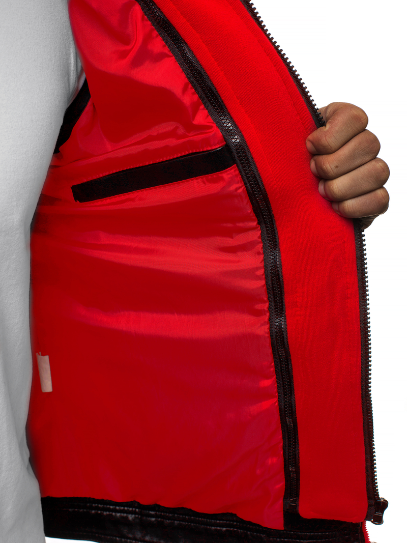 Férfi bőrdzseki fekete-piros OZONEE N/6129