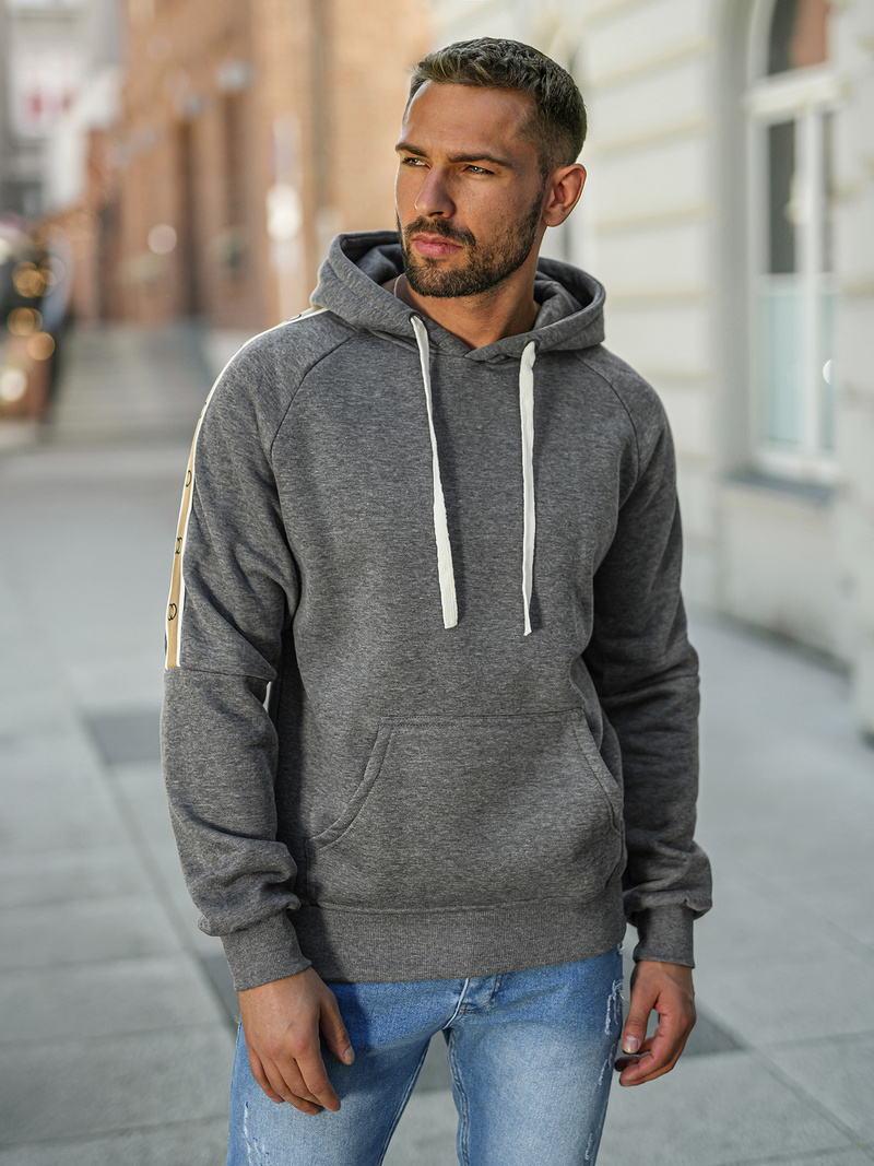 Férfi kapucnis felső grafit OZONEE JS/8B1730/5