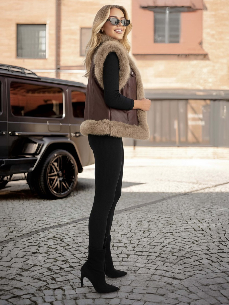 Női mellény csokoládé OZONEE JS/61M8516/158