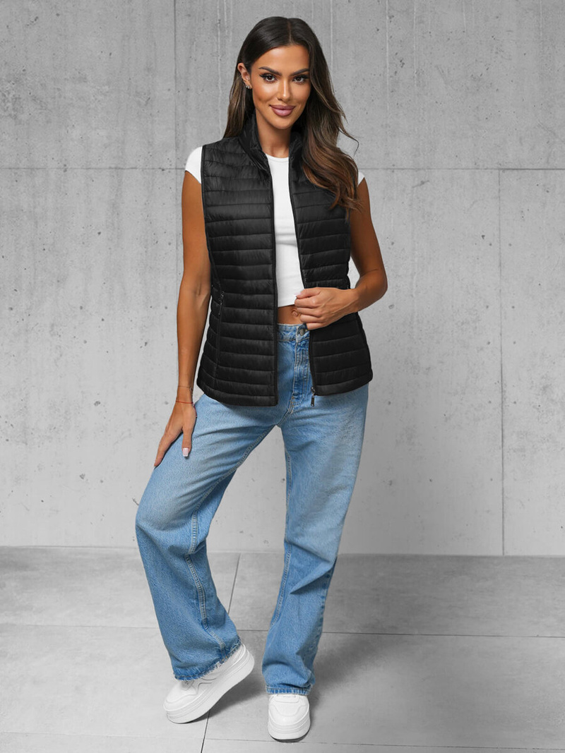 Női hosszú mellény fekete OZONEE JS/16M9072/392