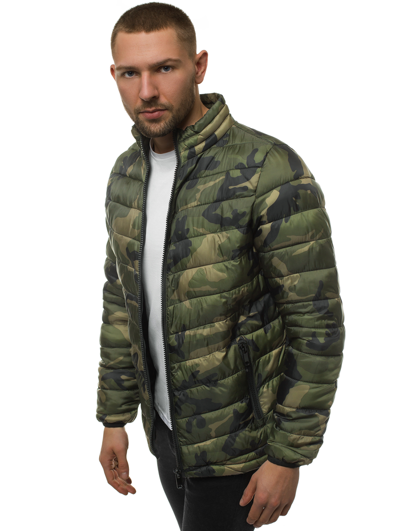 Férfi átmeneti kabát zöld-terepmintás OZONEE JS/SM80Z