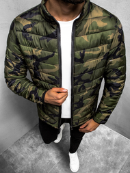 Férfi átmeneti kabát zöld-terepmintás OZONEE JS/SM80Z