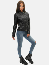 Női Bőrdzseki Fekete OZONEE JS/11Z8008