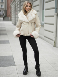 Női bőrdzseki ecru OZONEE JS/61M8507/280Z