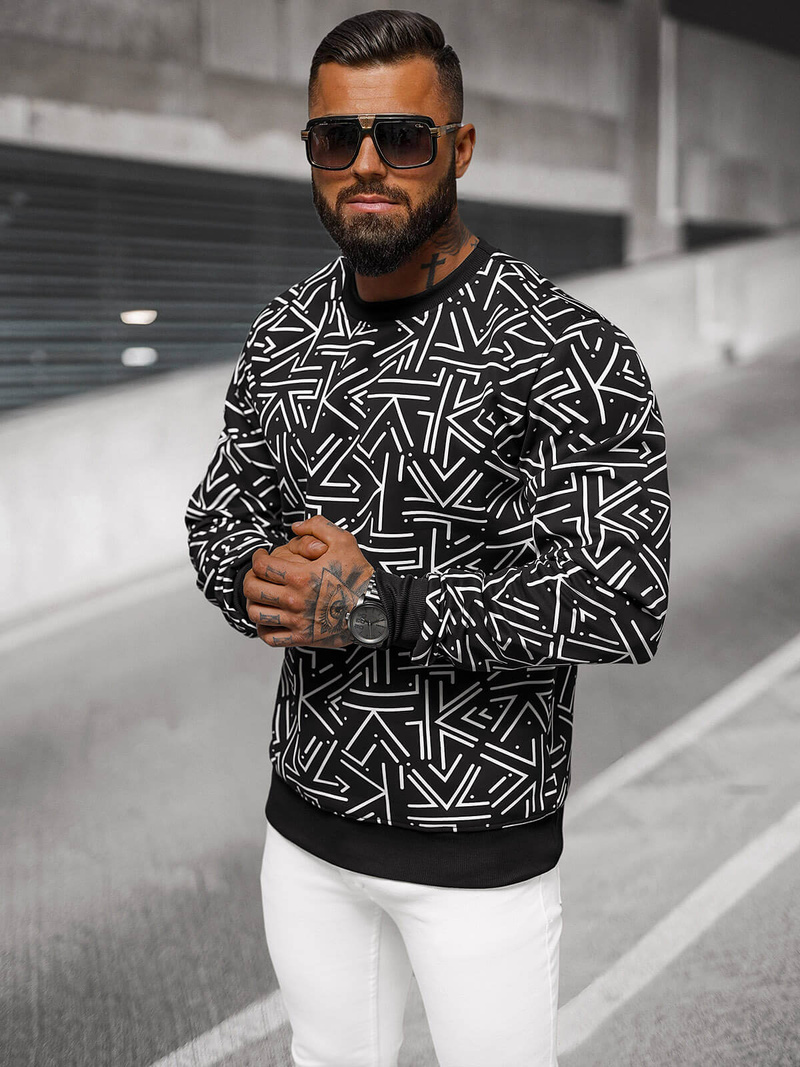 Férfi Pulóver Fekete OZONEE JS/8B1219/3