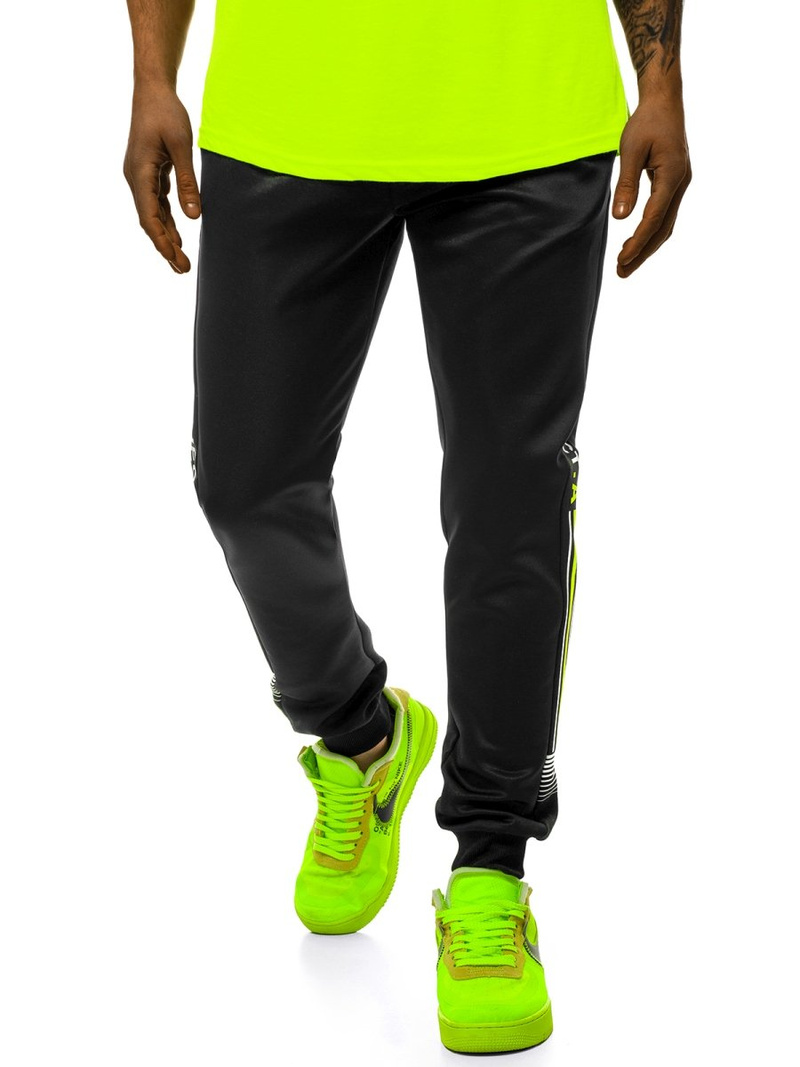 Férfi melegítő nadrág Fekete-zöld OZONEE JS/AM120