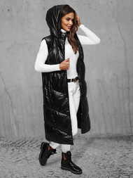 Női Hosszú Mellény Fekete OZONEE JS/5M3183/392