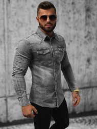 Férfi Farmer Ing Szürke OZONEE NB/MC710G