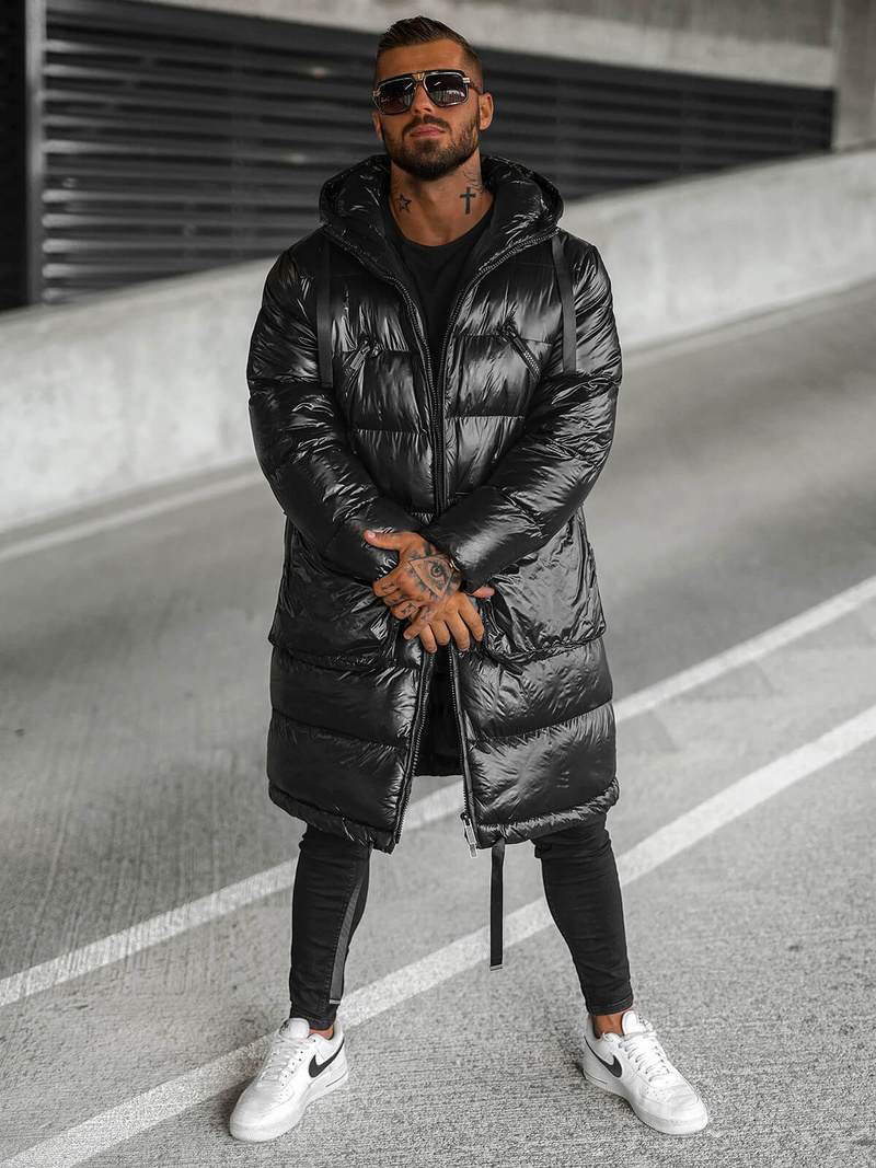 Férfi téli kabát fekete OZONEE O/M3205Z