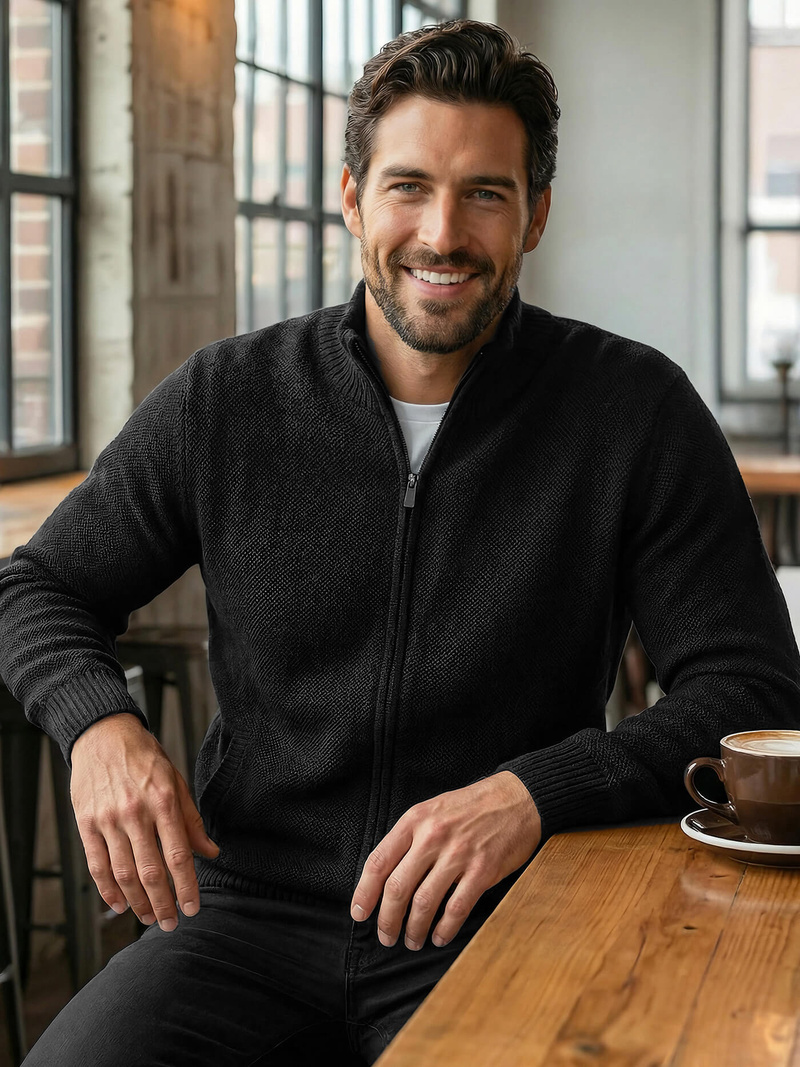 Férfi Pulóver Fekete OZONEE JS/59B3611/3