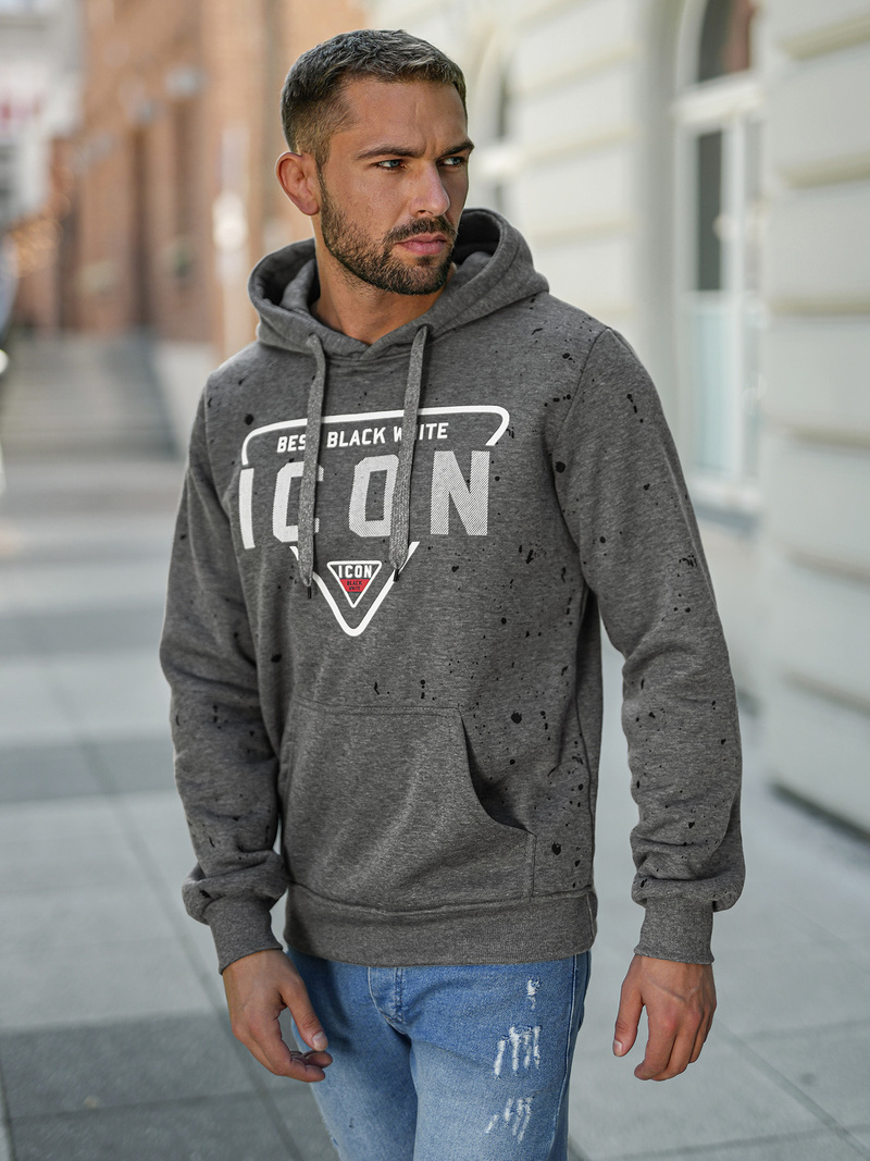 Férfi kapucnis felső grafit OZONEE JS/8B1737/5