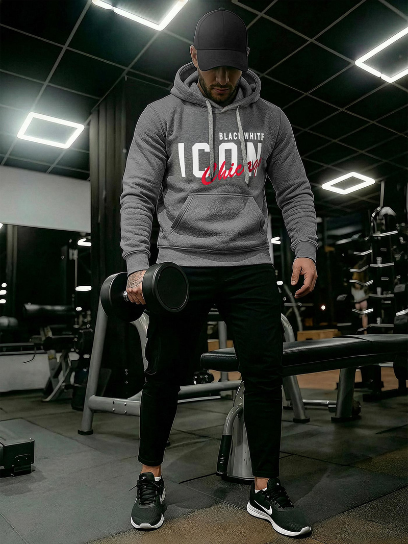 Férfi kapucnis felső grafit OZONEE JS/8B1736/5