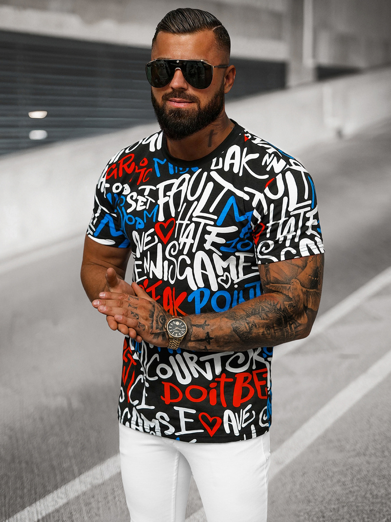 Férfi Póló Fekete OZONEE O/T1271/3