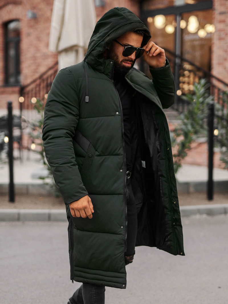 Férfi téli kabát sötét-zöld OZONEE JS/19M1290/136