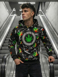 Férfi kapucnis pulóver fekete OZONEE O/B269Z