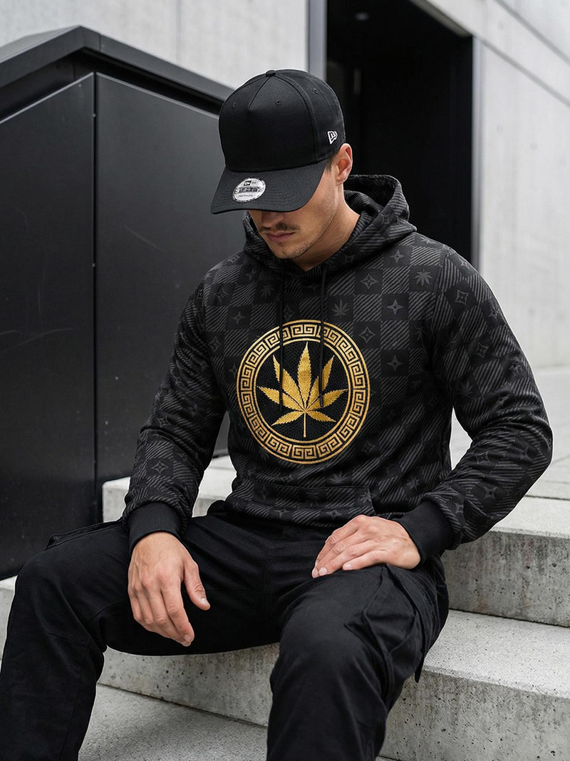 Férfi kapucnis pulóver fekete OZONEE O/B265Z