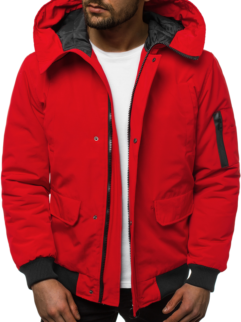 Férfi téli kabát piros OZONEE JS/2019005