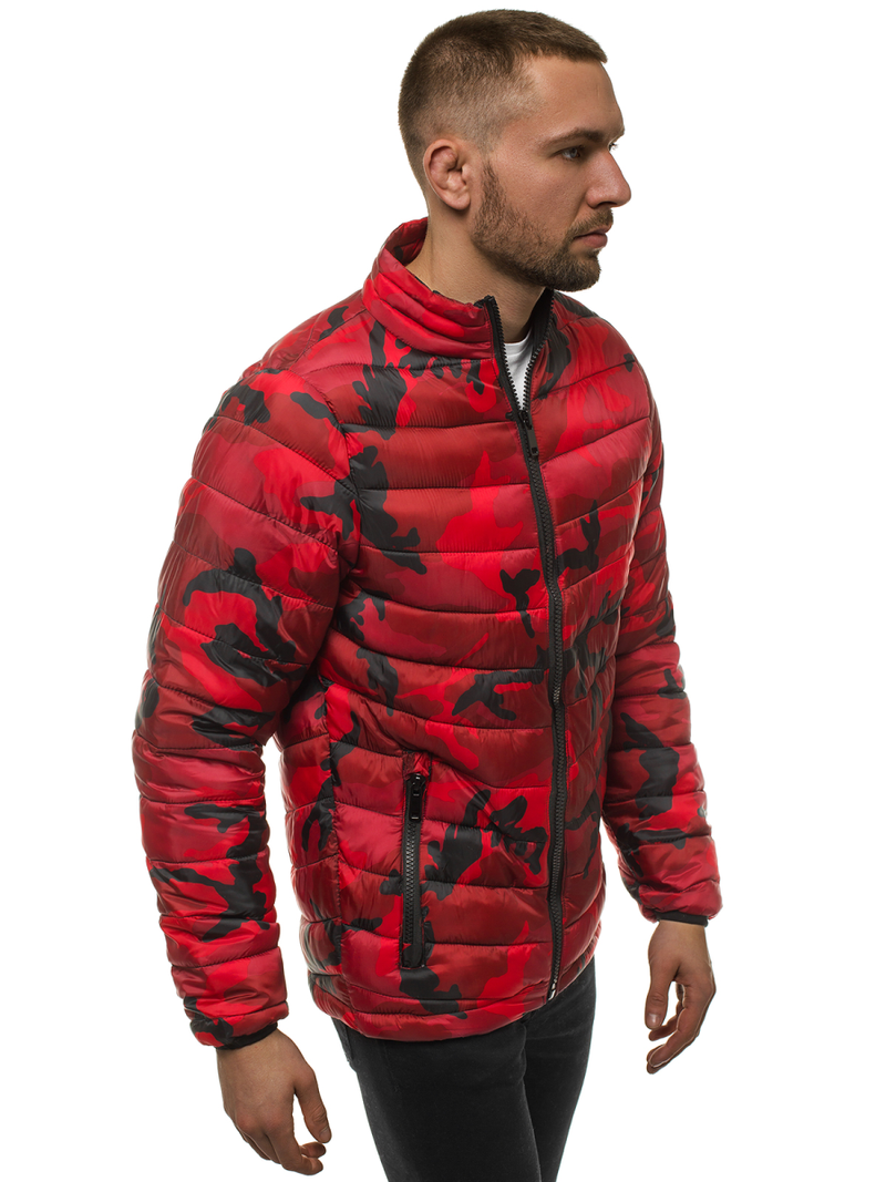 Férfi átmeneti kabát piros-terepmintás OZONEE JS/SM80Z