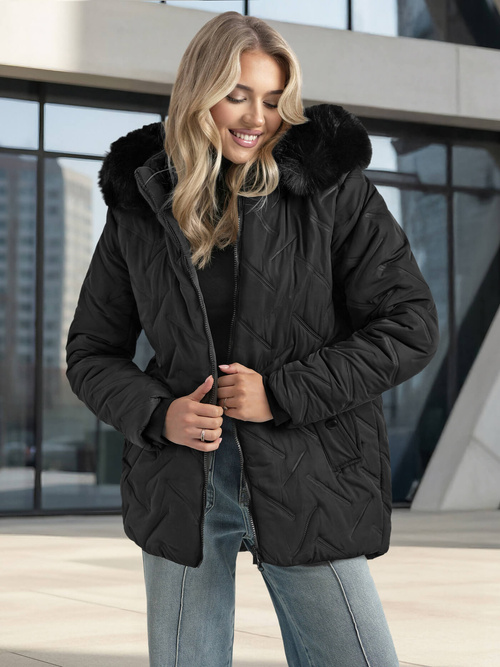 Női téli kabát fekete OZONEE JS/16M9296/392