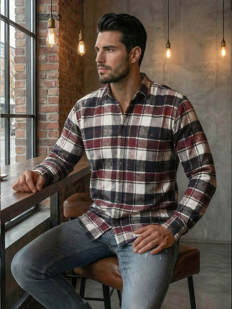 Férfi Ing Bordó OZONEE V/V174Z