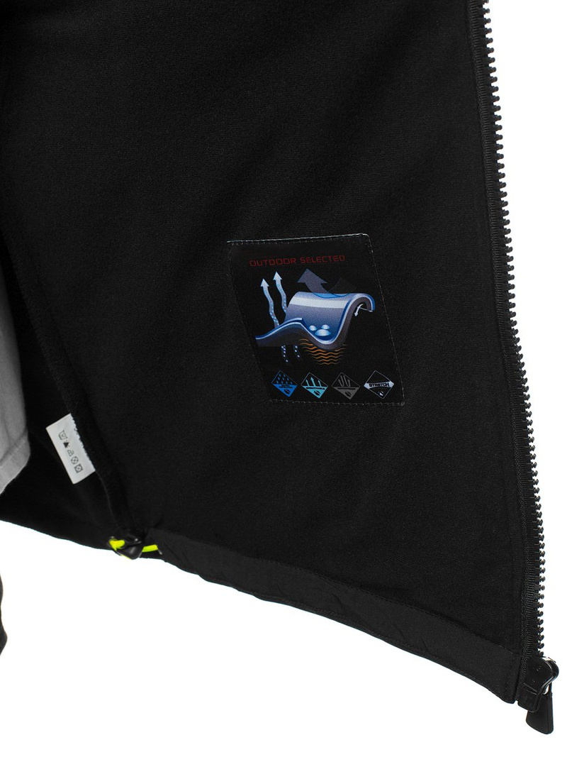 Férfi kapucnis softshell kabát fekete-sárga OZONEE GE/12267