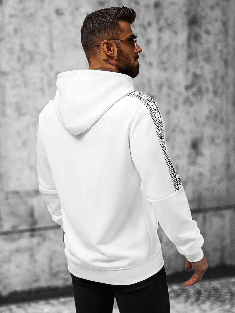 Férfi kapucnis pulóver fehér OZONEE JS/8B1100/1