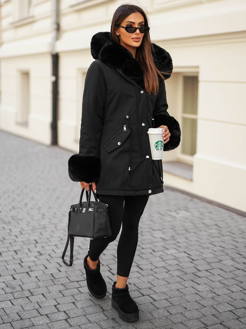 Női téli kabát Fekete OZONEE JS/16M9062/392Z