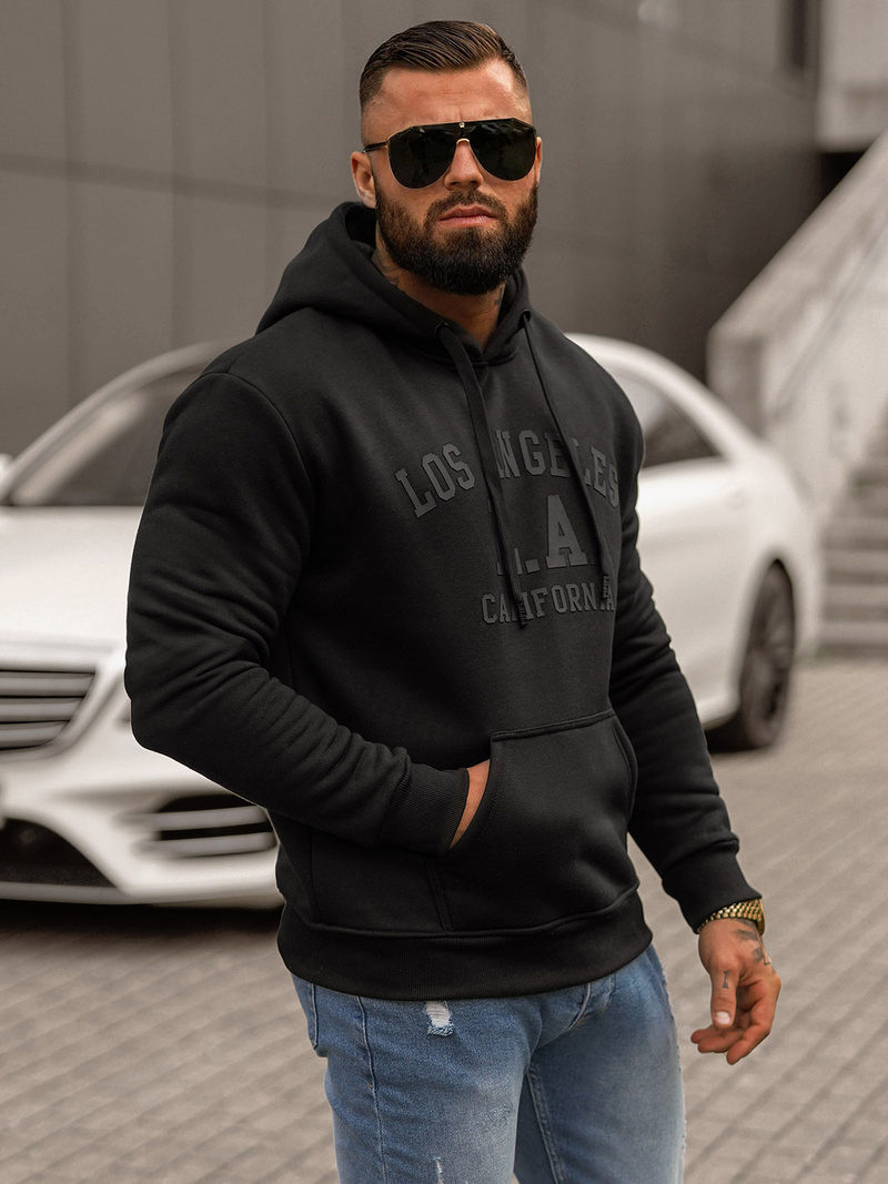 Férfi kapucnis felső fekete OZONEE JS/8B1356/3