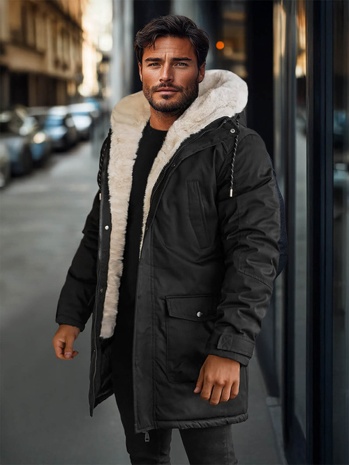 Férfi téli parka kabát fekete OZONEE JS/5M120/392Z