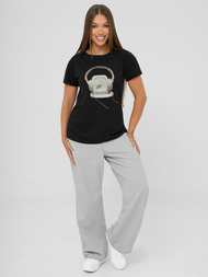 Női polo fekete OZONEE DJ77806