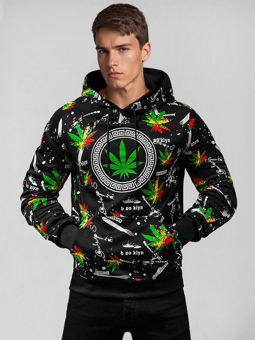 Férfi kapucnis pulóver fekete OZONEE O/B269