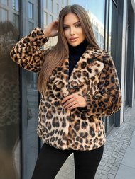 Női bézs és barna kabát OZONEE JS/61M8500/158Z