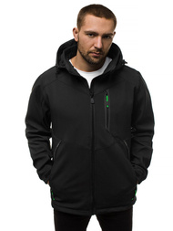 Férfi kapucnis softshell kabát fekete-zöld OZONEE GE/12266Z