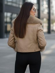 Női bőrdzseki bézs OZONEE JS/61M8513/84Z