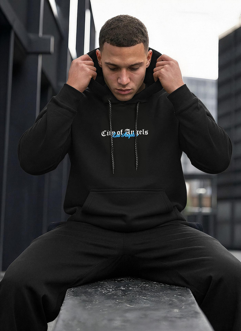 Férfi kapucnis felső fekete OZONEE JS/21B1901/3